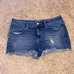 Pink Distressed Jean Shorts